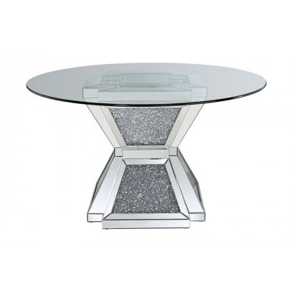 ACME - Noralie Dining Table in Clear Glass/Mirrored/Faux Diamonds (72960)
