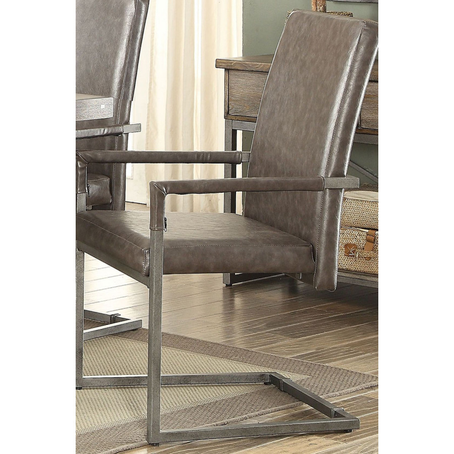 ACME - Lazarus Arm Chair (Set-2) in Vintage Gray/Antique Silver