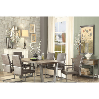ACME - Lazarus Arm Chair (Set-2) in Vintage Gray/Antique Silver