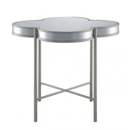 ACME - Clover Counter Height Table in Silver/Champagne