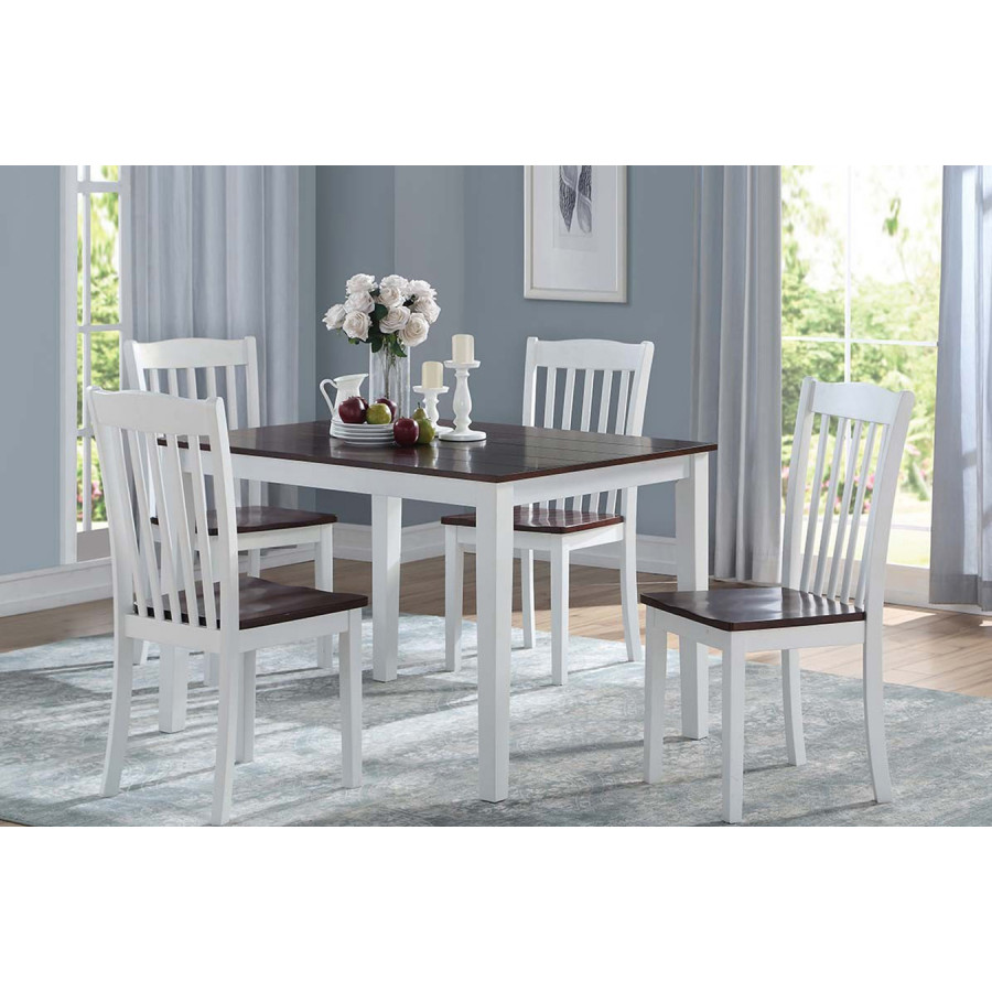 ACME - Green Leigh Side Chair (Set-2) in White/Walnut
