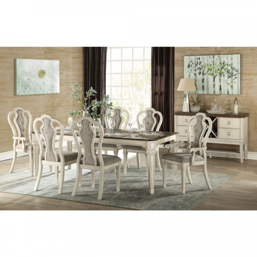 ACME - Kayley Dining Table in Antique White/Dark Oak