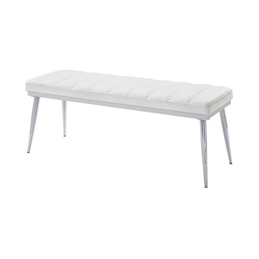 ACME - Weizor Bench in White/Chrome