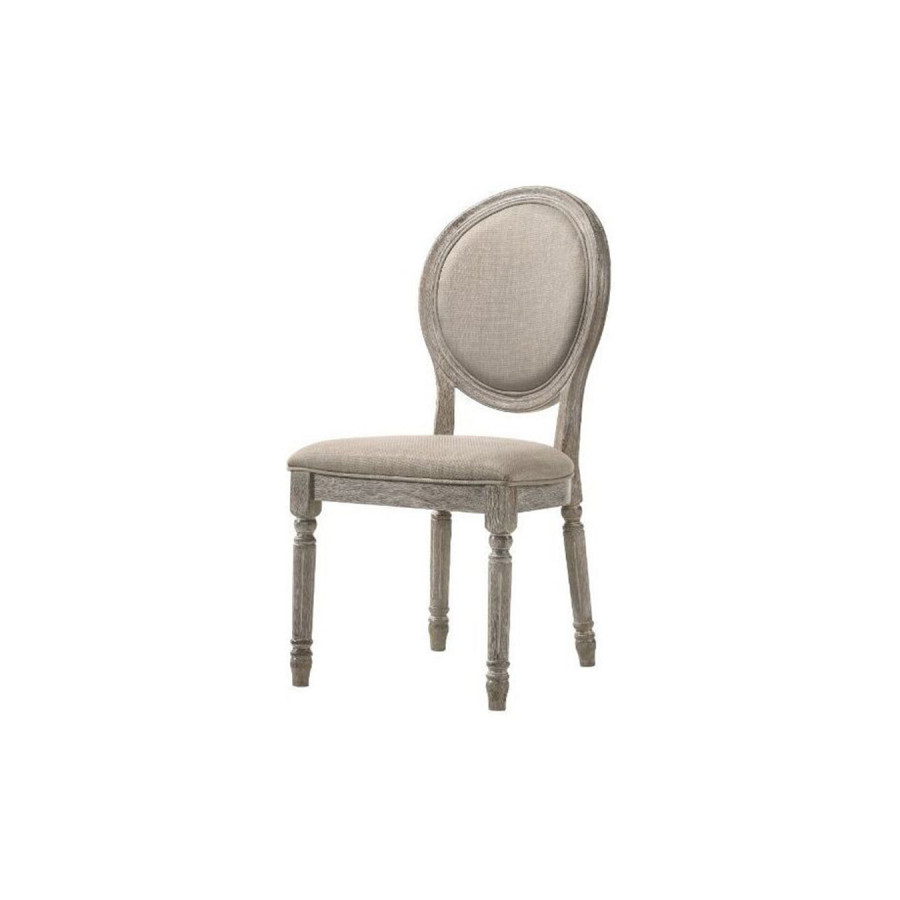 ACME - Faustine Side Chair (Set-2) in Tan/Salvaged Light Oak (77187)