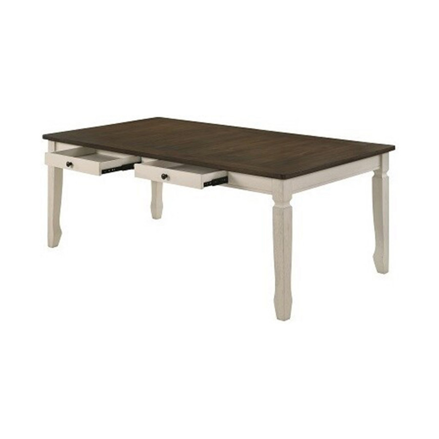 ACME - Fedele Dining Table in Weathered Oak/Cream