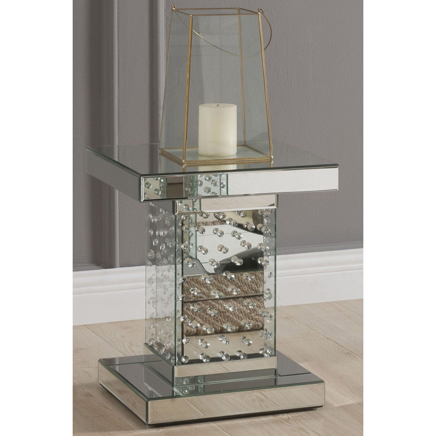 ACME - Nysa End Table in Mirrored/Faux Crystals (80284)