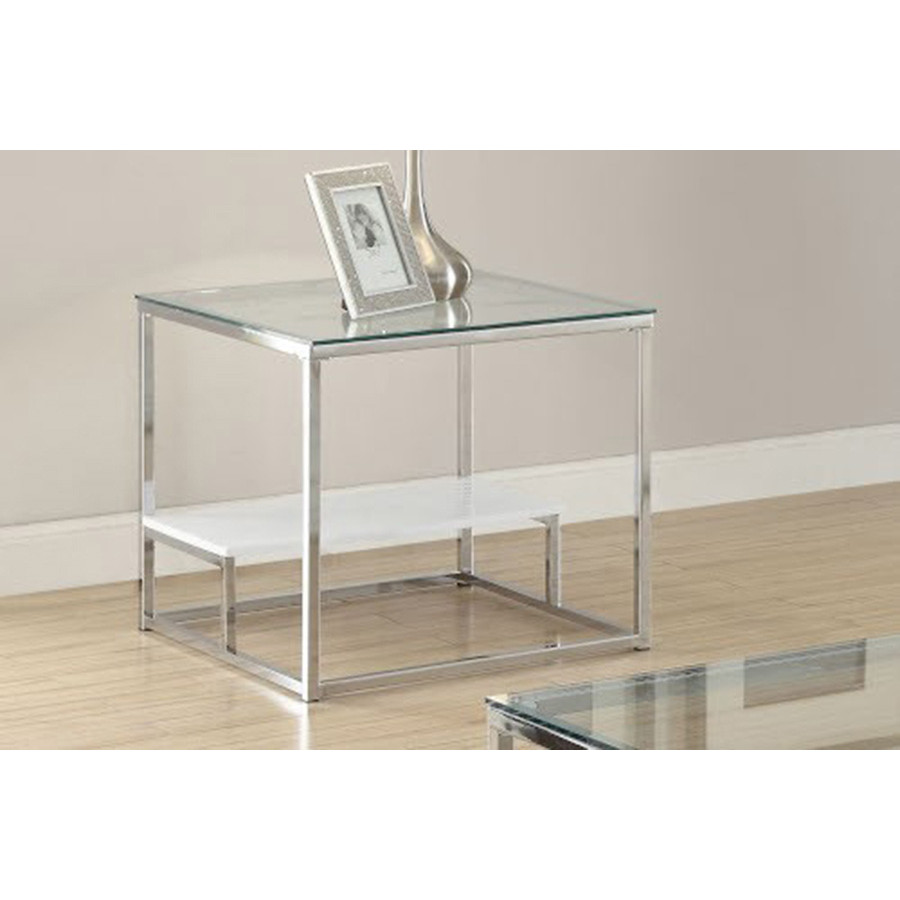 ACME - Ruben End Table in Clear Glass/Chrome
