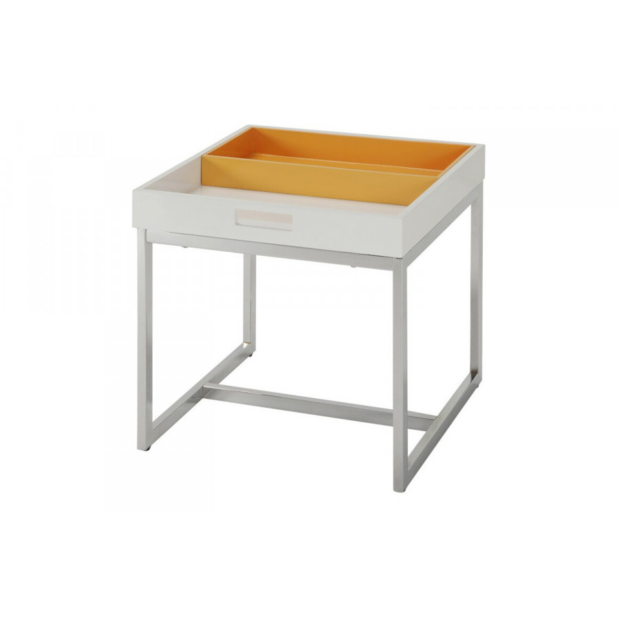 ACME - Maisie End Table in White/Chrome