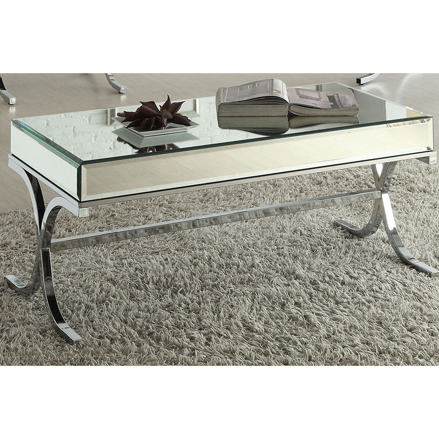 ACME - Yuri Coffee Table in Mirrored/Chrome