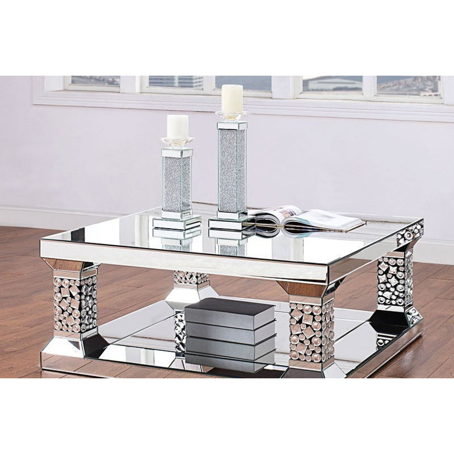 ACME - Kachina Coffee Table in Mirrored/Faux Gems