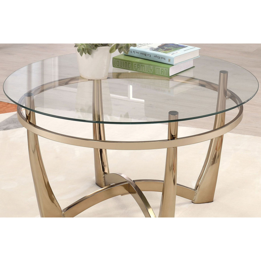 ACME - Orlando II Coffee Table in Clear Glass/Champagne