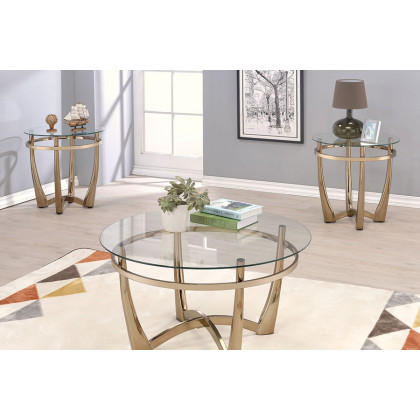 ACME - Orlando II Coffee Table in Clear Glass/Champagne