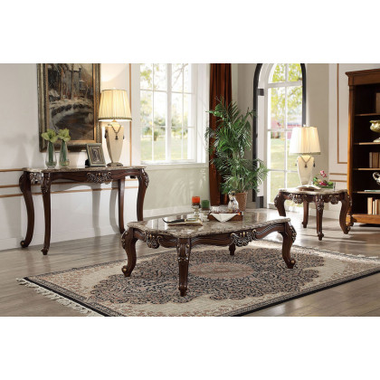 ACME - Mehadi Sofa Table in Marble Top/Walnut