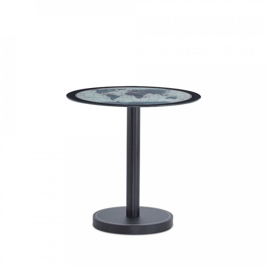 ACME - Boli End Table in Black/Map Glass