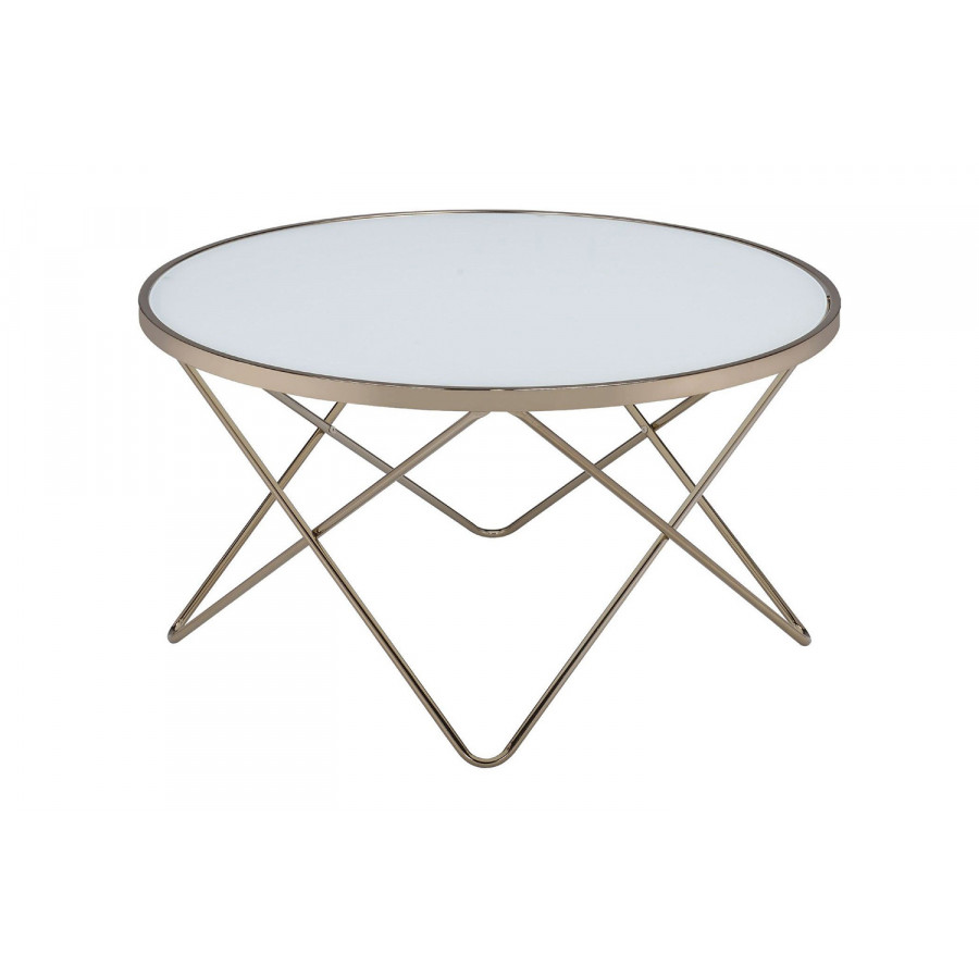 ACME Valora Frosted Glass Coffee Table - Champagne and Brown
