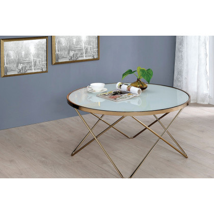 ACME Valora Frosted Glass Coffee Table - Champagne and Brown
