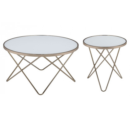 ACME Valora Frosted Glass Coffee Table - Champagne and Brown