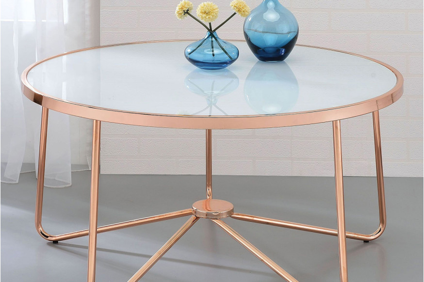 ACME™  - Alivia Rose Gold and Frosted Glass Coffee Table