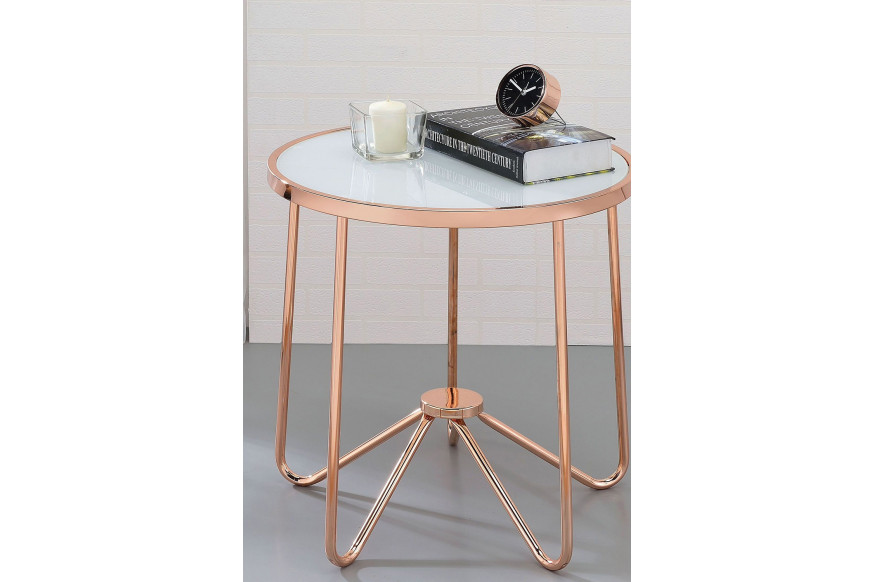 ACME™  - Alivia End Table Rose Gold and Frosted Glass