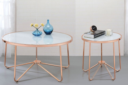 ACME™  - Alivia End Table Rose Gold and Frosted Glass