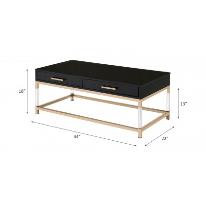 ACME - Adiel Coffee Table in Black High Gloss/Gold