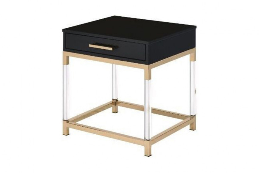 ACME™  - Adiel End Table in Black and Gold Finish