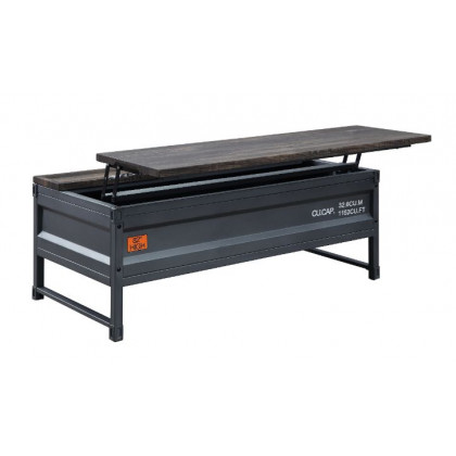 ACME - Cargo Coffee Table with Lift Top in Weathered Oak Top/Gunmetal