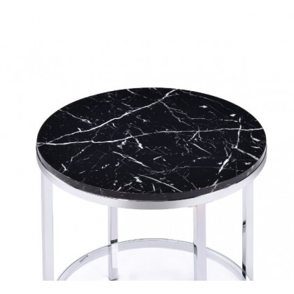 ACME - Virlana End Table in Faux Black Marble Top/Chrome