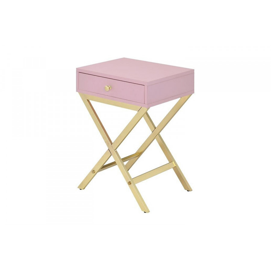 ACME Coleen Side Table - Pink/Gold