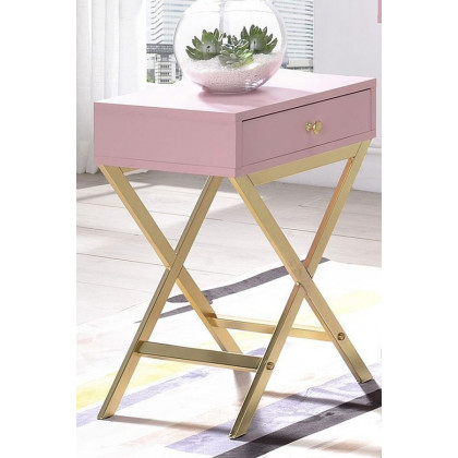 ACME Coleen Side Table - Pink/Gold
