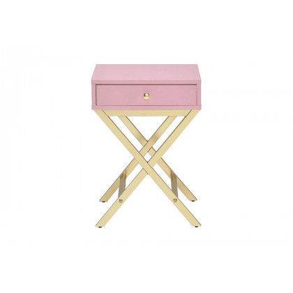 ACME Coleen Side Table - Pink/Gold