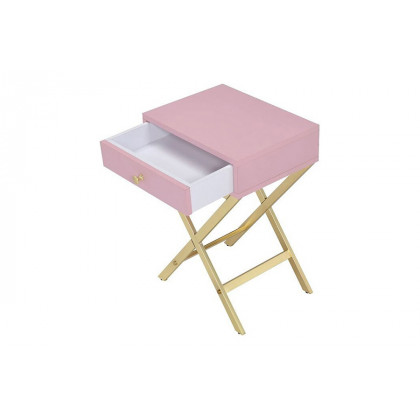 ACME Coleen Side Table - Pink/Gold