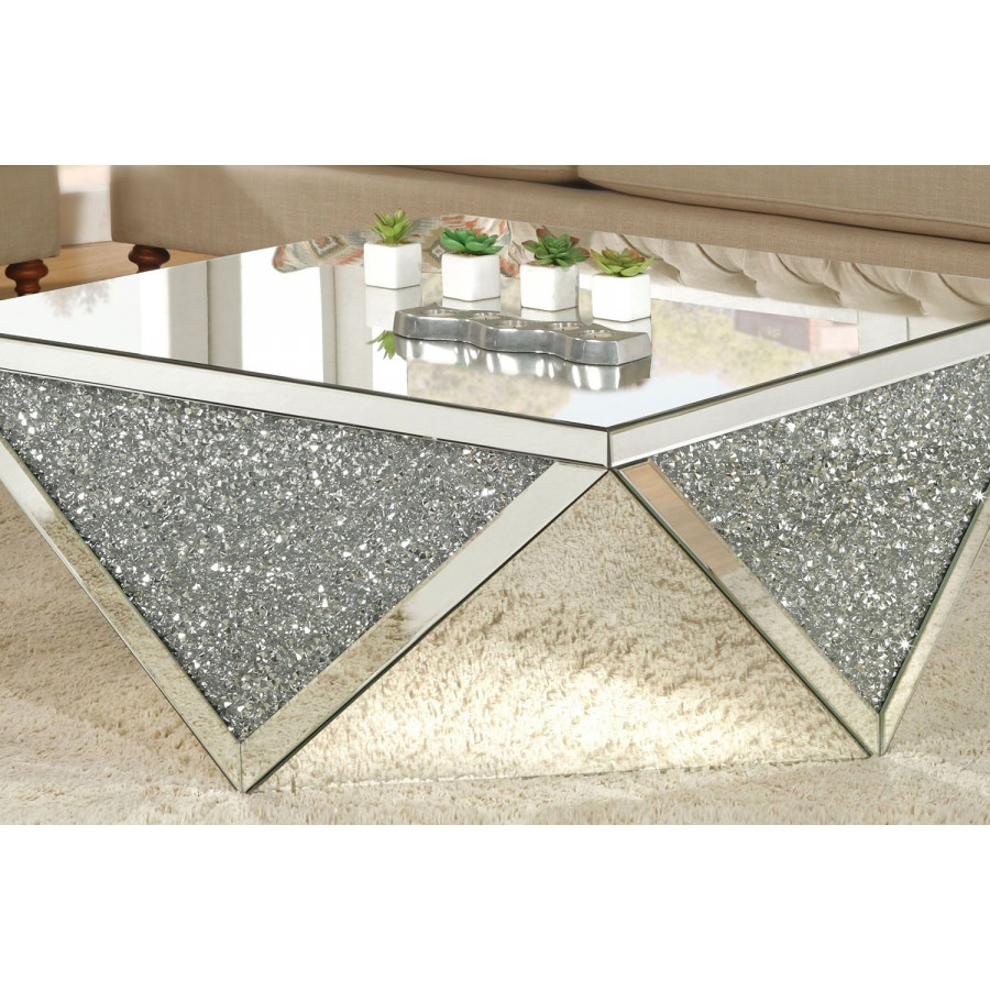 ACME - Noralie Coffee Table in Mirrored/Faux Diamonds (82770)