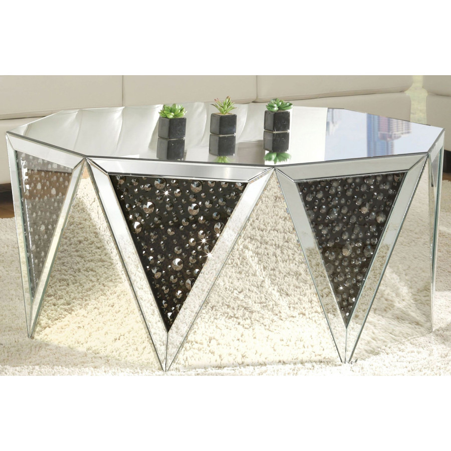 ACME - Nysa Coffee Table in Mirrored/Faux Crystals (82775)