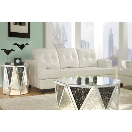 ACME - Nysa Coffee Table in Mirrored/Faux Crystals (82775)