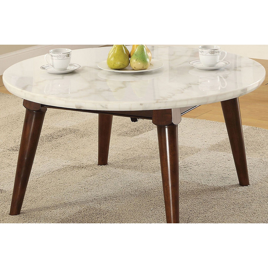 ACME - Gasha Coffee Table in White Marble Top/Walnut