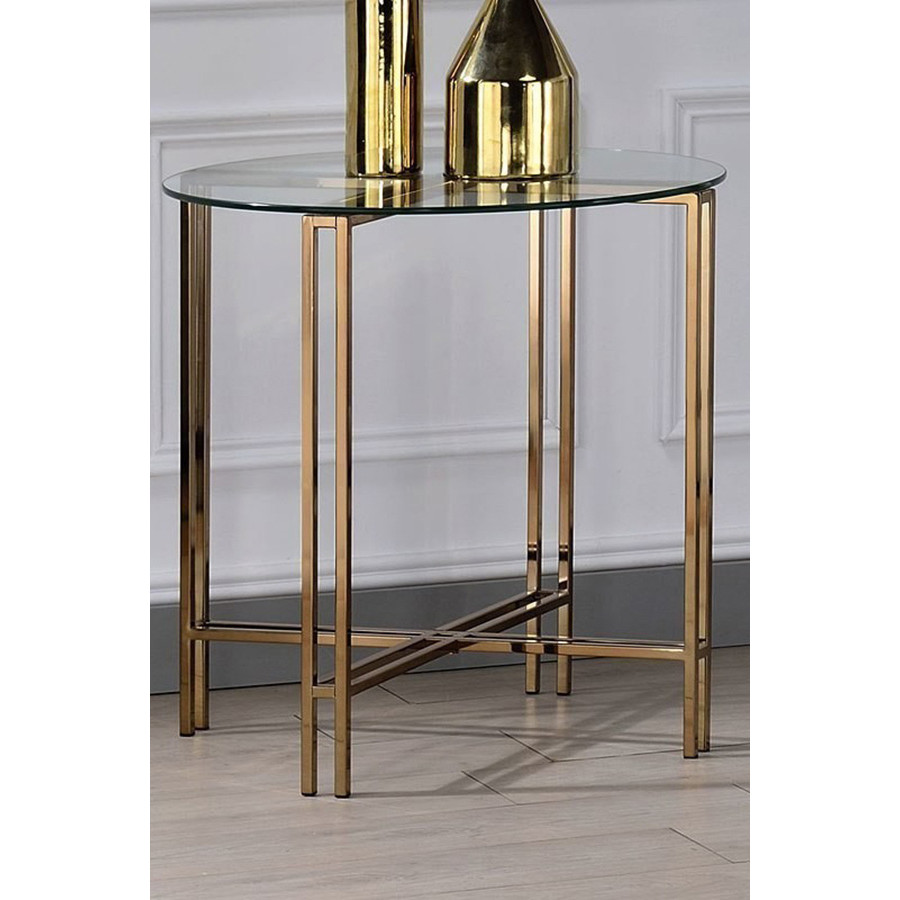 ACME - Veises End Table in Champagne