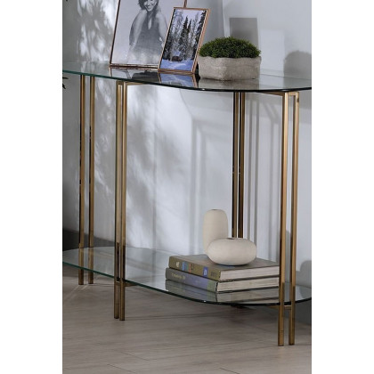 ACME - Veises Sofa Table in Champagne