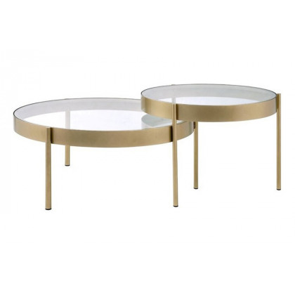 ACME - Andover Nesting Table Set in Clear Glass/Gold