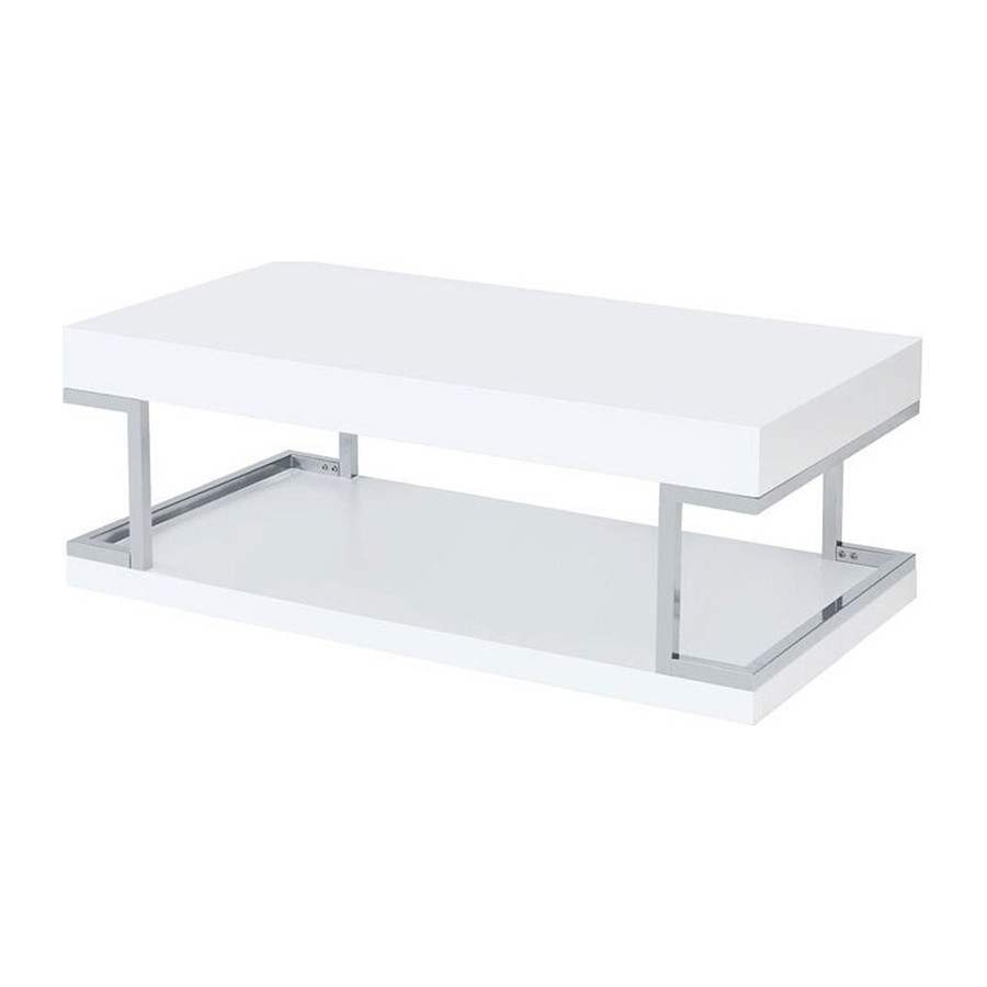 ACME - Aspers Coffee Table in White Top/Chrome