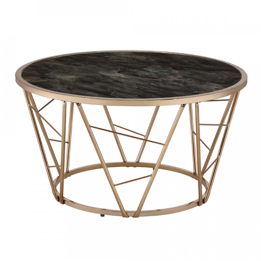 ACME - Cicatrix Coffee Table in Engineering Stone Glass Top/Champagne