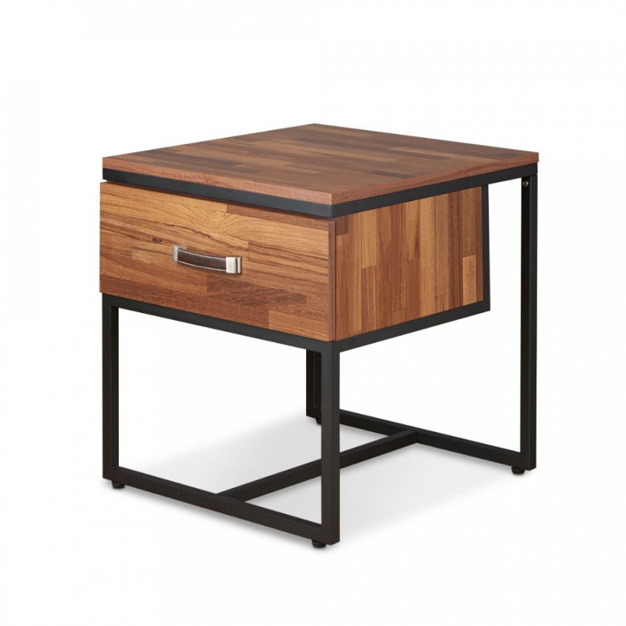 ACME - Sara I End Table in Walnut/Sandy Black