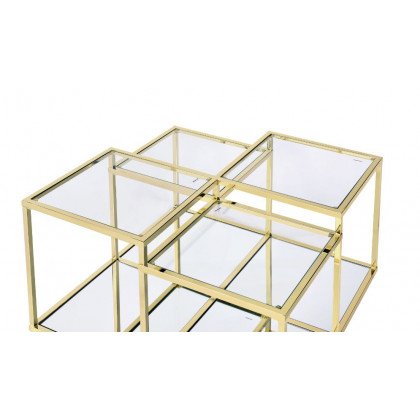ACME - Uchenna Coffee Table in Clear Glass/Gold