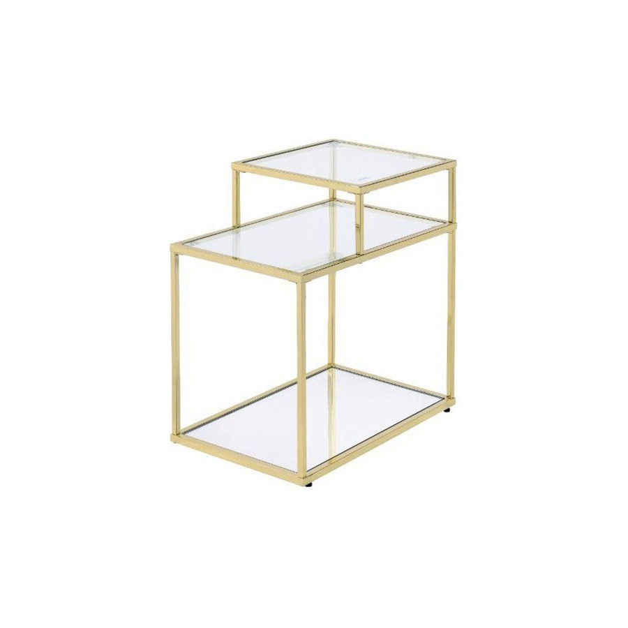 ACME - Uchenna Accent Table in Clear Glass/Gold