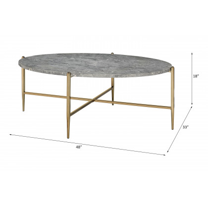 ACME - Tainte Coffee Table in Faux Marble Top/Champagne