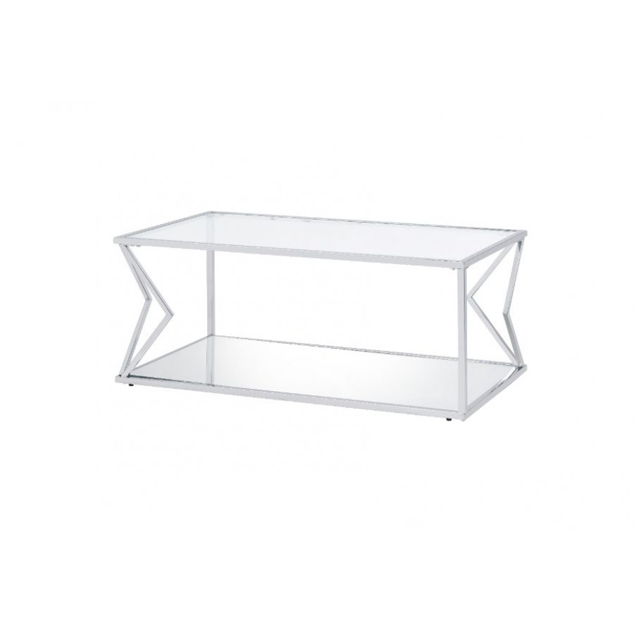 ACME - Virtue Coffee Table in Clear Glass/Chrome