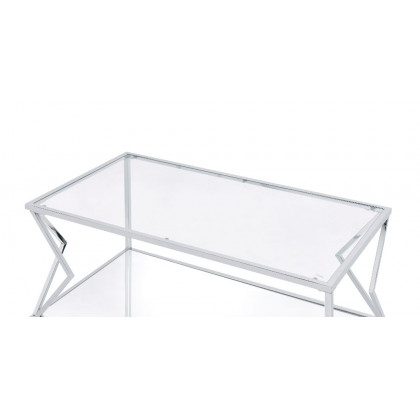 ACME - Virtue Coffee Table in Clear Glass/Chrome