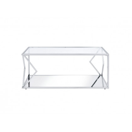 ACME - Virtue Coffee Table in Clear Glass/Chrome