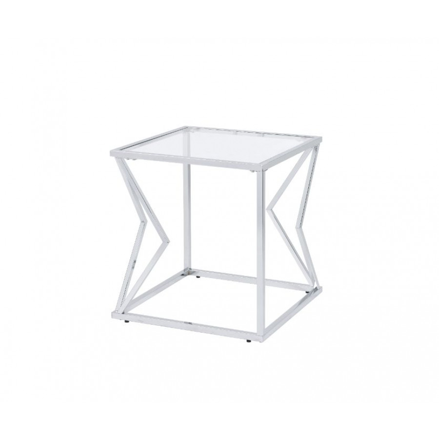 ACME - Virtue End Table in Clear Glass/Chrome