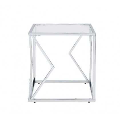 ACME - Virtue End Table in Clear Glass/Chrome
